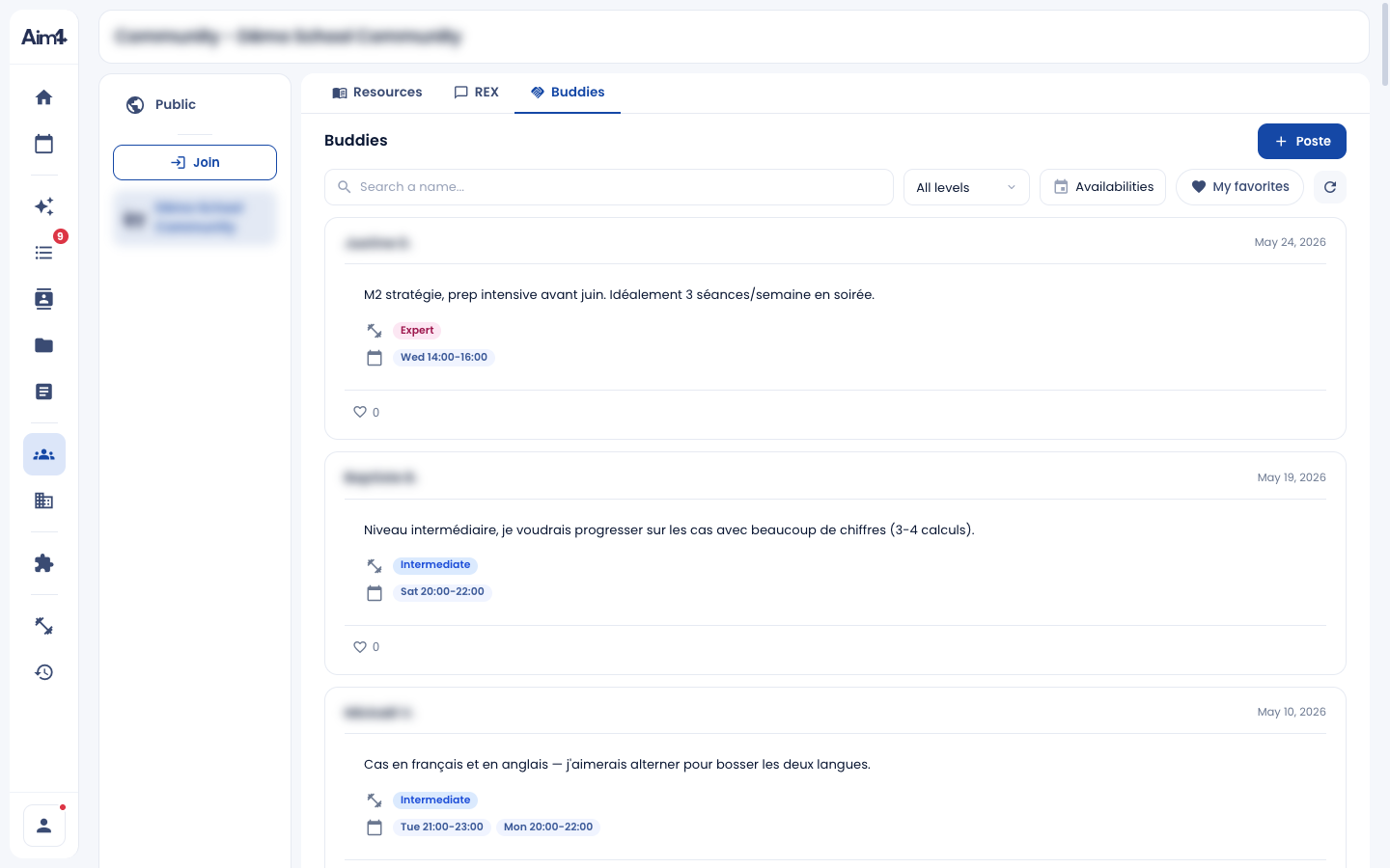 Aim4 community, connecting students